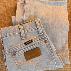 Wrangler Light Blue Denim Jeans with Leather Patch
